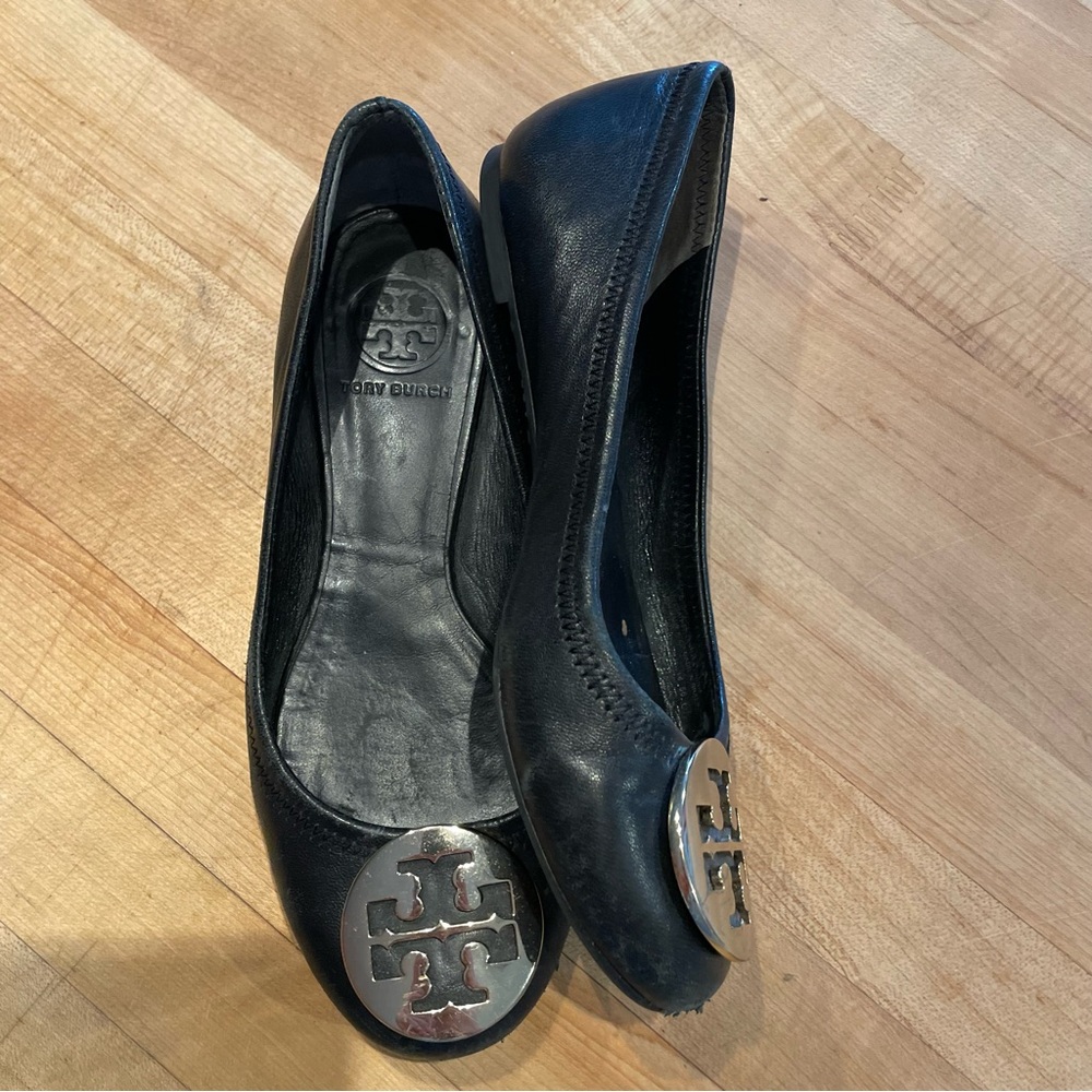 Tory Burch Flats Women's Size 6M Black Leather - Picture 9 of 12